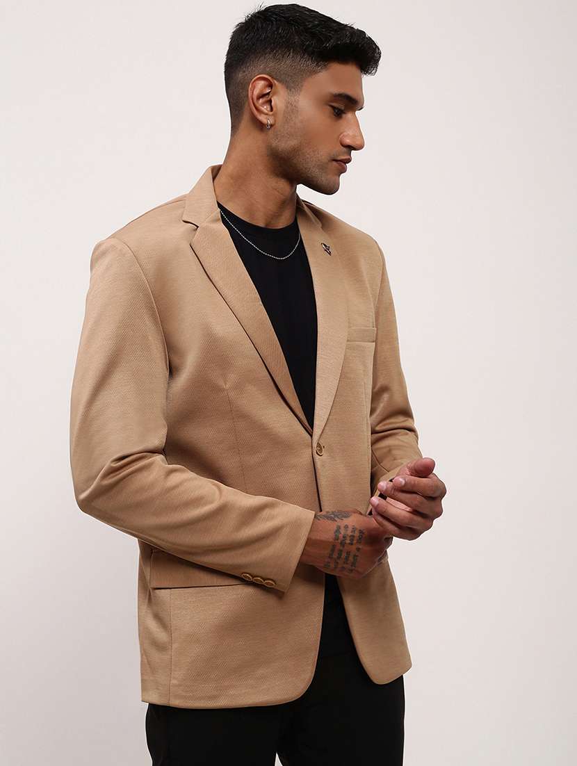 men solid single breasted casual blazer - 21696119 -  Standard Image - 2