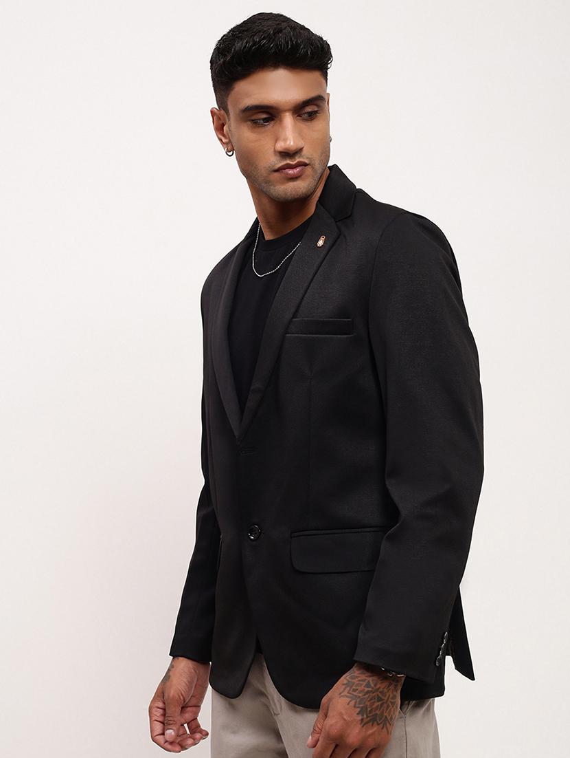 men solid single breasted casual blazer - 21696123 - Standard Image - 2