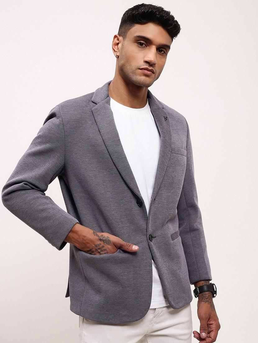 men solid single breasted casual blazer - 21696128 - Standard Image - 2