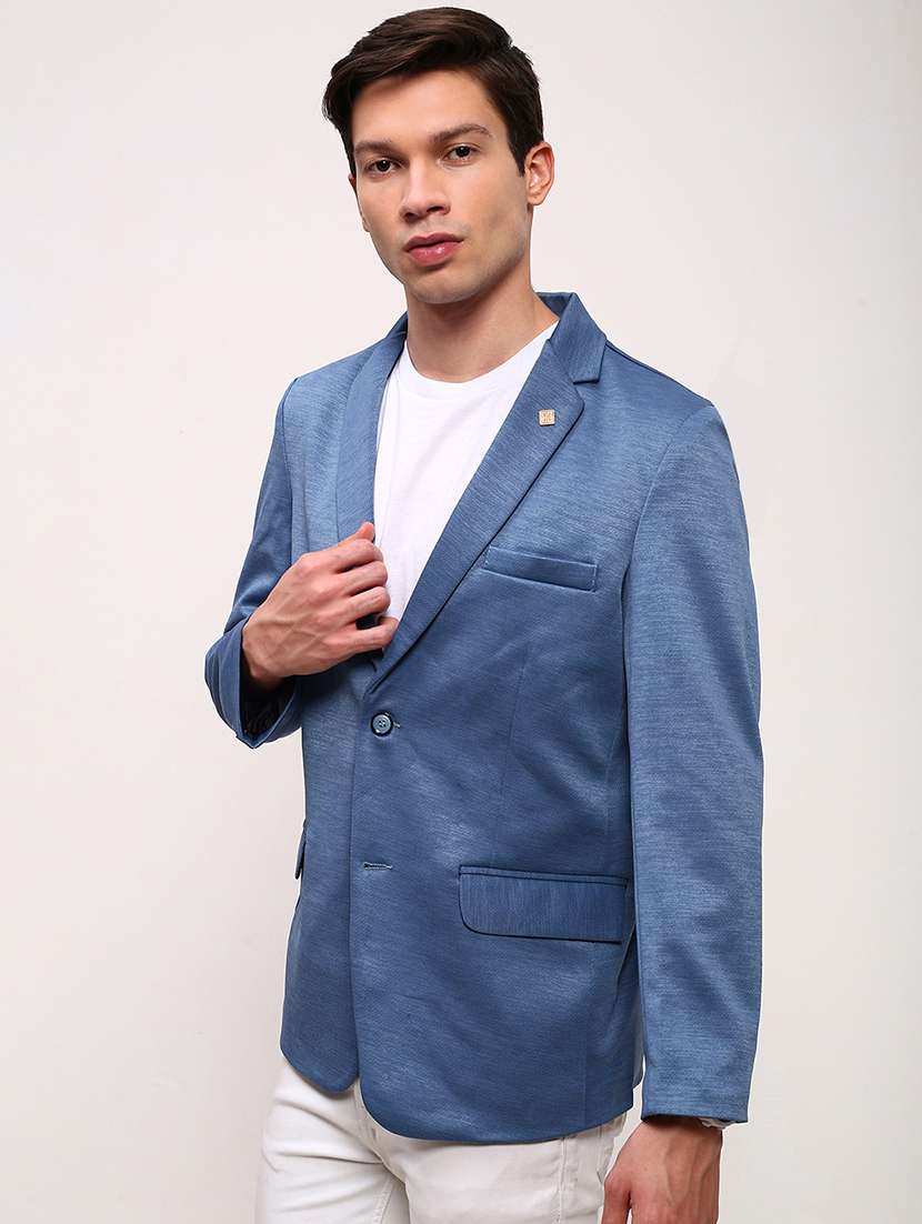 men solid single breasted casual blazer - 21696130 -  Standard Image - 2