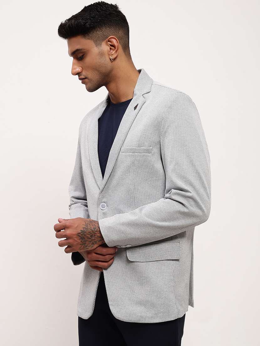 men solid single breasted casual blazer - 21696135 -  Standard Image - 2