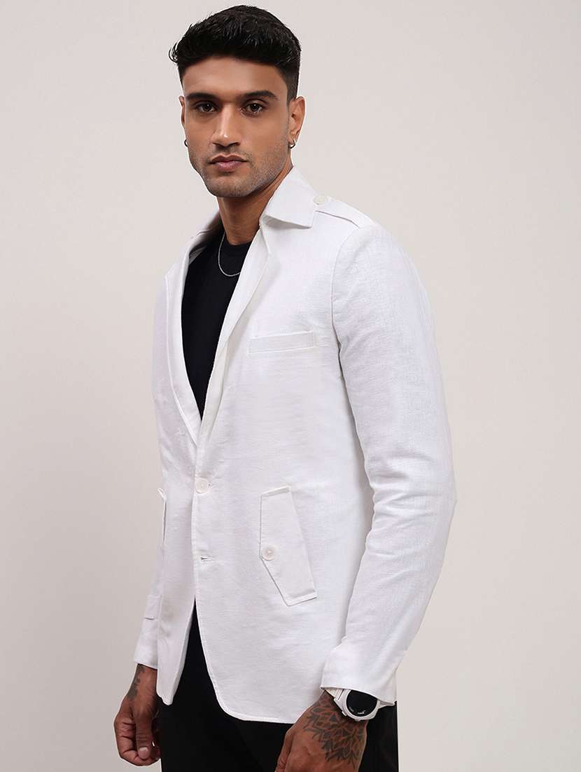men solid single breasted casual blazer - 21696136 -  Standard Image - 2