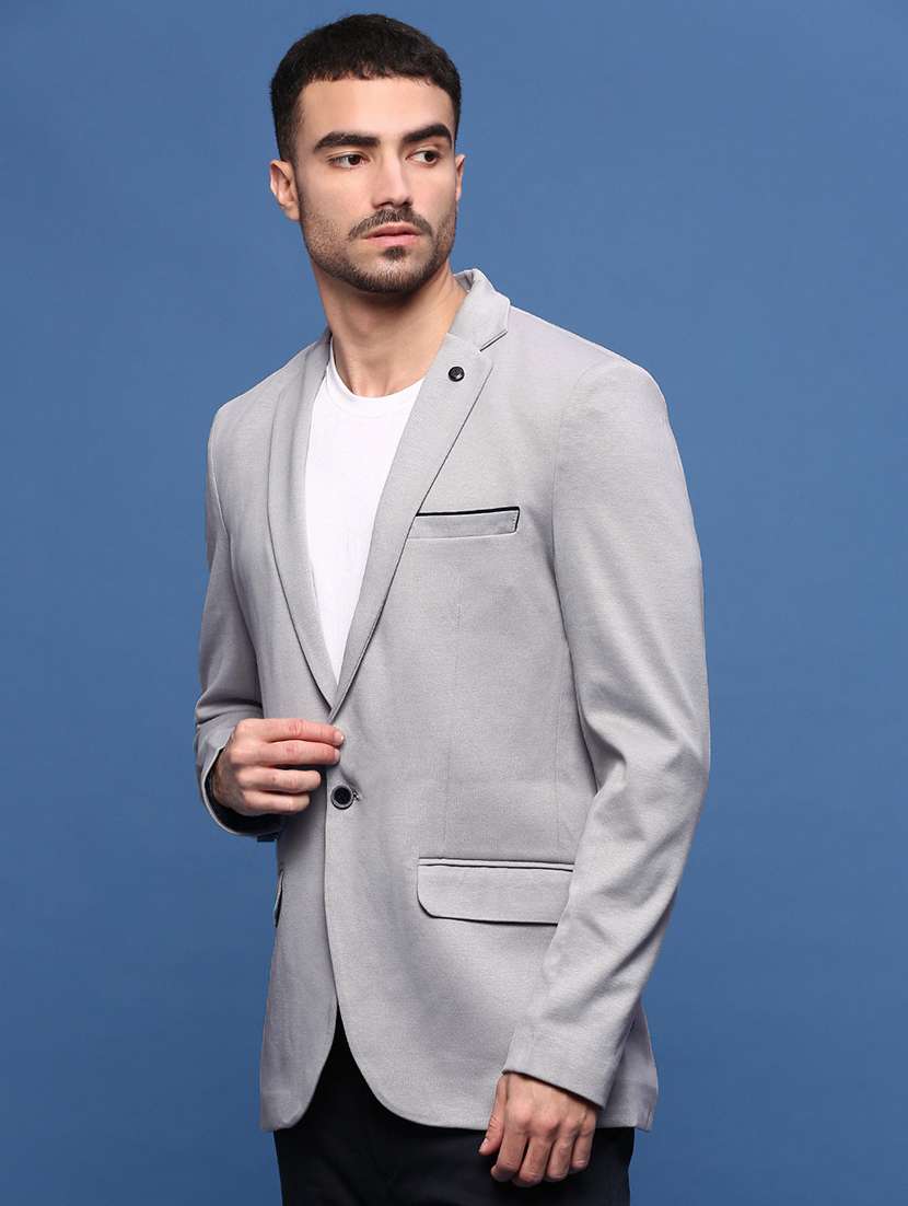 men solid single breasted casual blazer - 21696137 -  Standard Image - 2