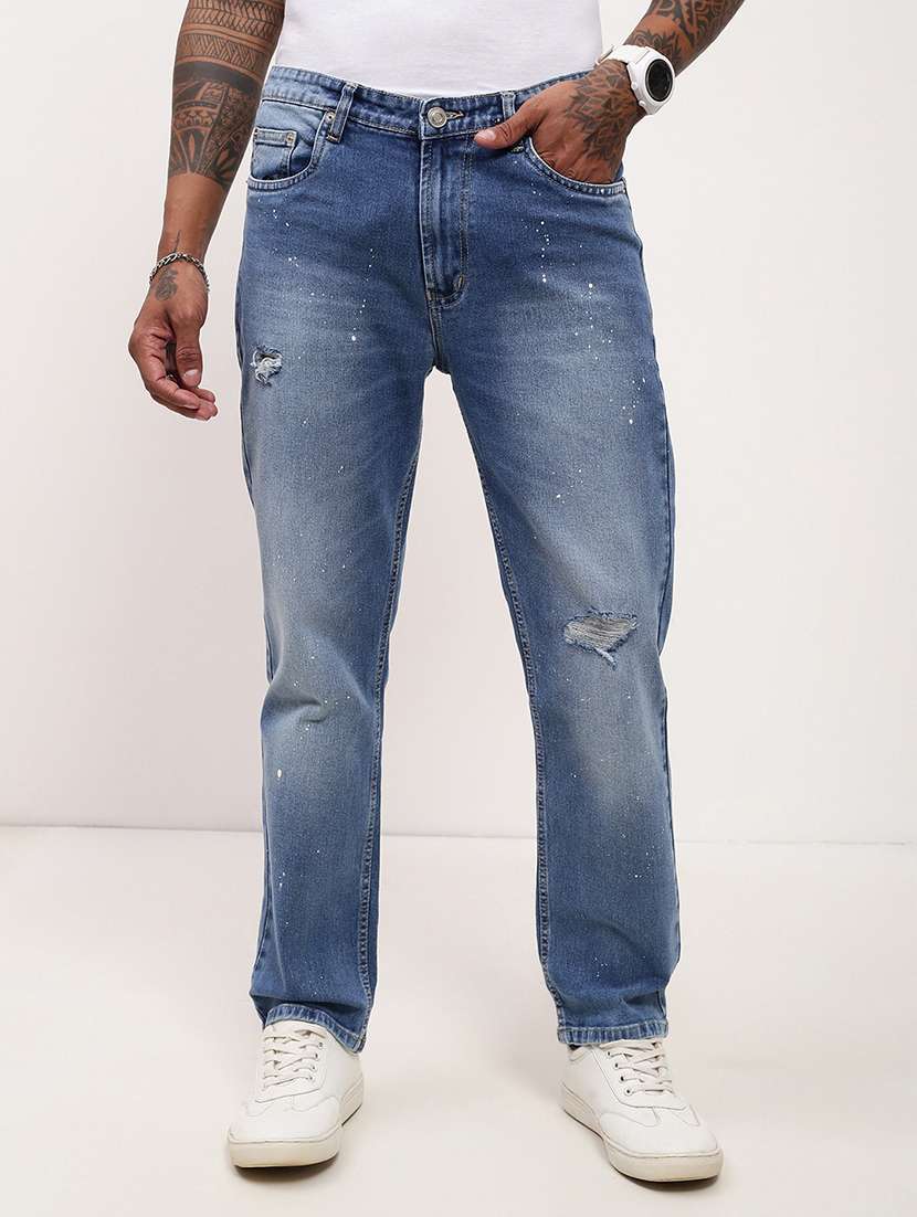 men blue low rise full length jean