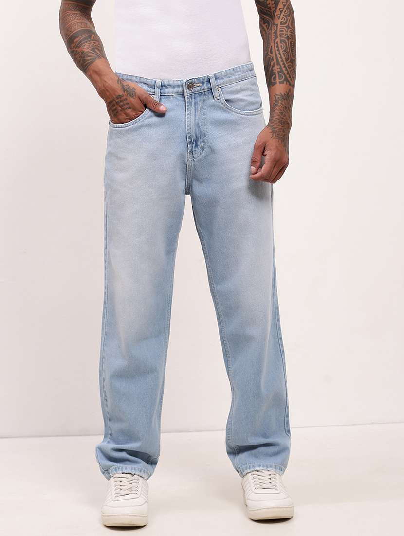men light blue low rise full length jean