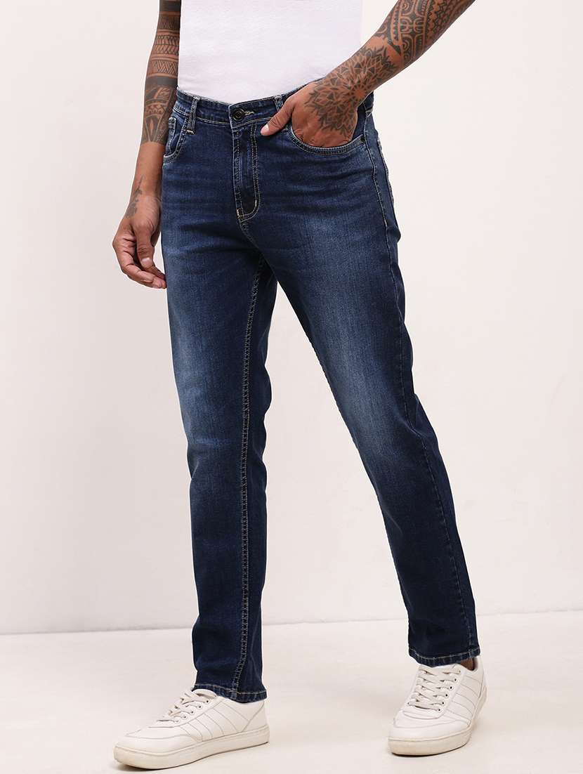 men navy blue low rise full length jean - 21696191 -  Standard Image - 2