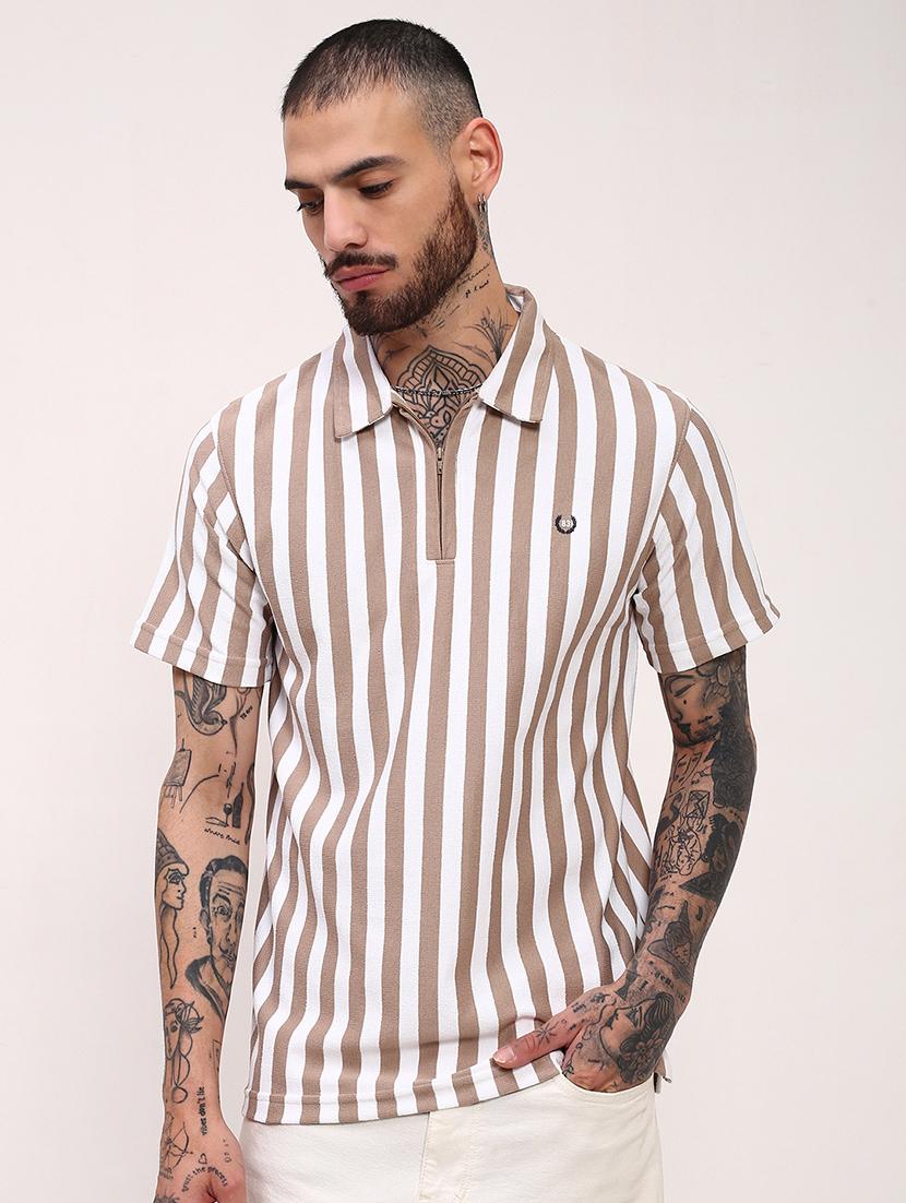 men striped short sleeve polo t-shirt - 21696214 - Zoom Image - 0