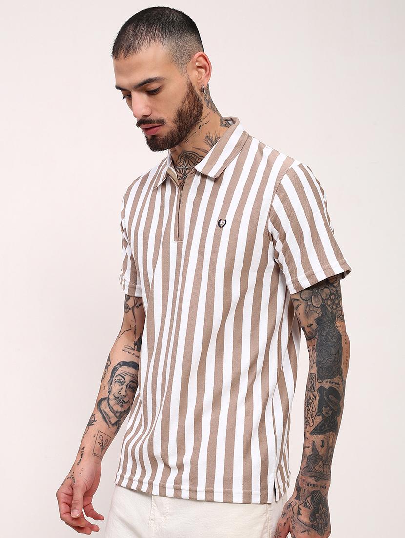 men striped short sleeve polo t-shirt - 21696214 - Standard Image - 2