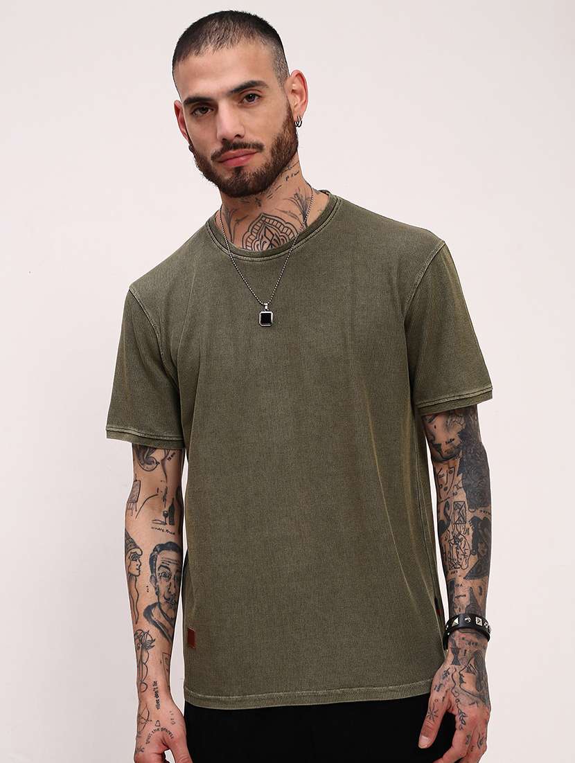 men solid short sleeve regular fit t-shirt
