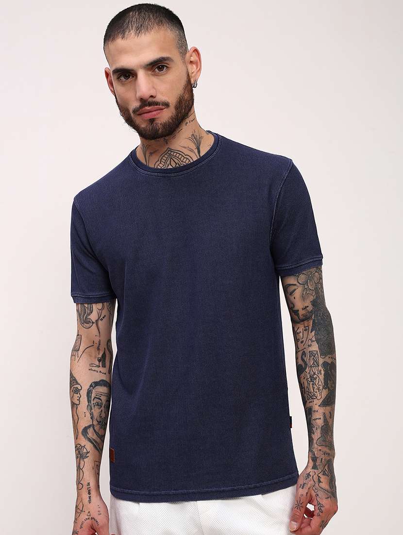 men solid short sleeve slim fit t-shirt