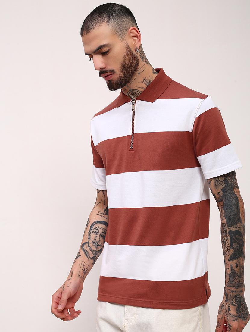 men striped short sleeve polo t-shirt - 21696231 - Standard Image - 2