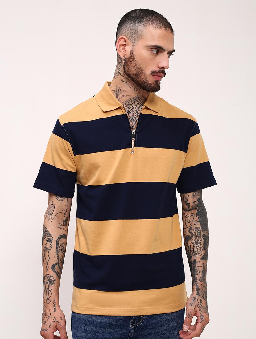 men striped short sleeve polo t-shirt - 21696232 -  Zoom Image - 0