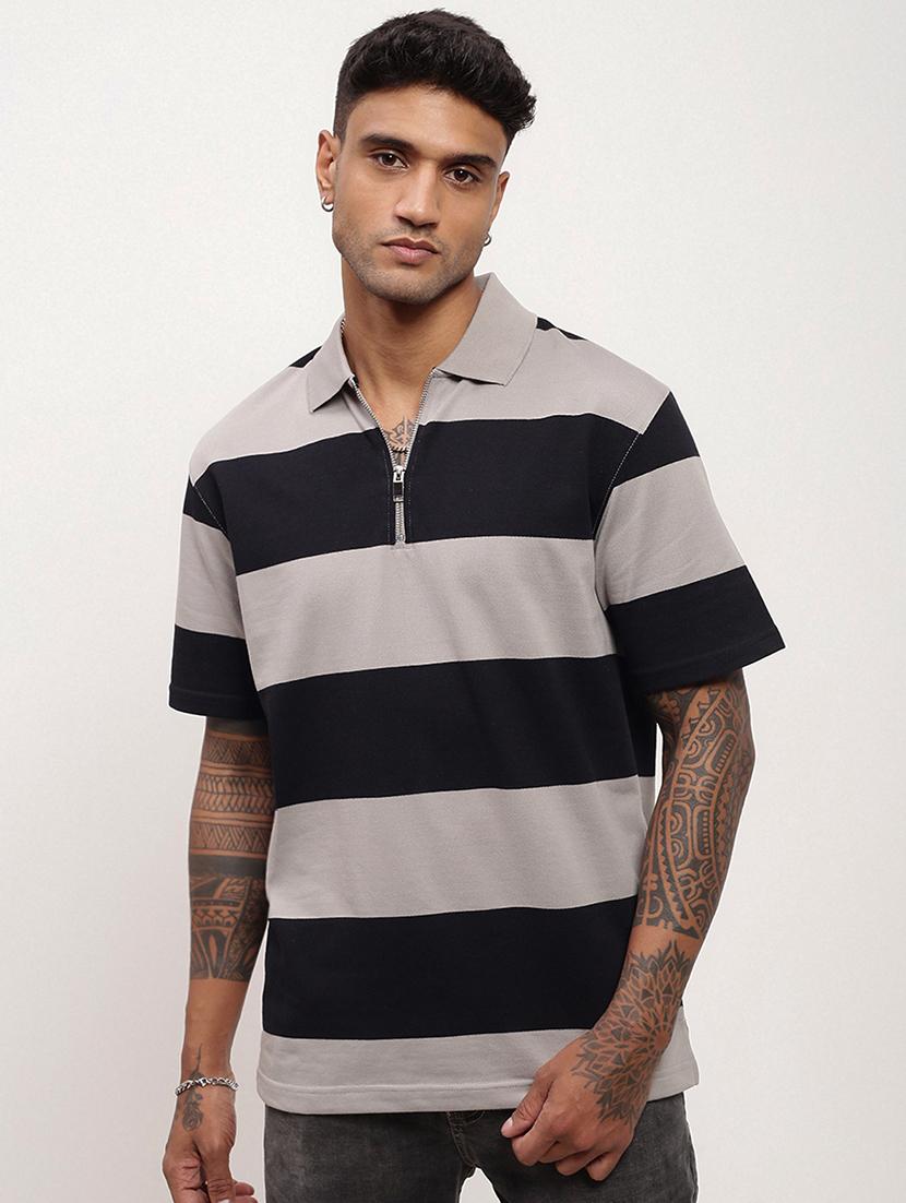 men striped short sleeve polo t-shirt - 21696233 -  Zoom Image - 0