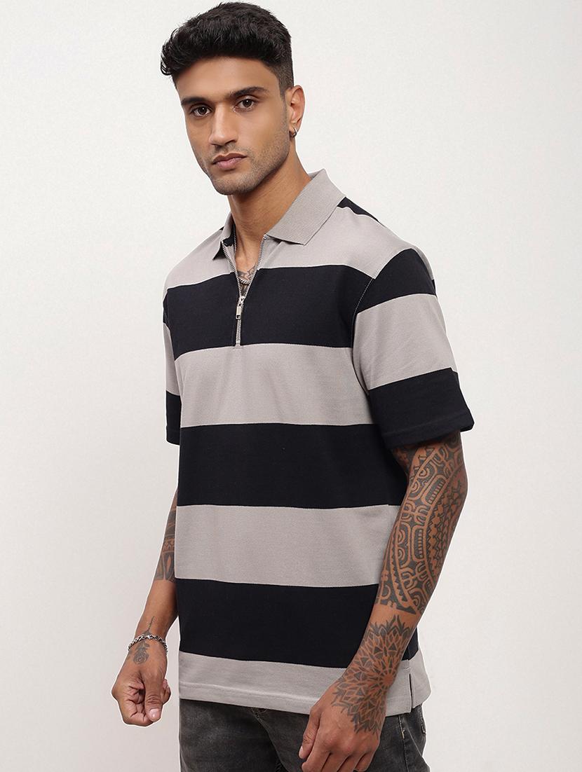 men striped short sleeve polo t-shirt - 21696233 - Standard Image - 2