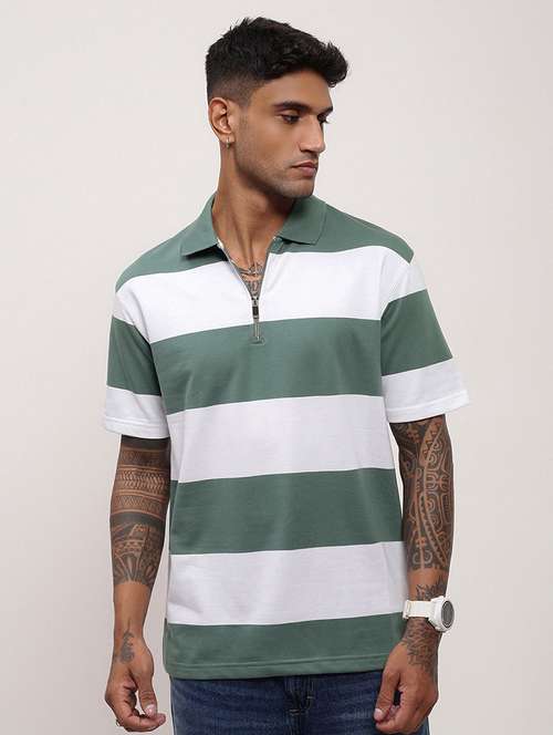 men striped short sleeve polo t-shirt - 21696235 - Standard Image - 0