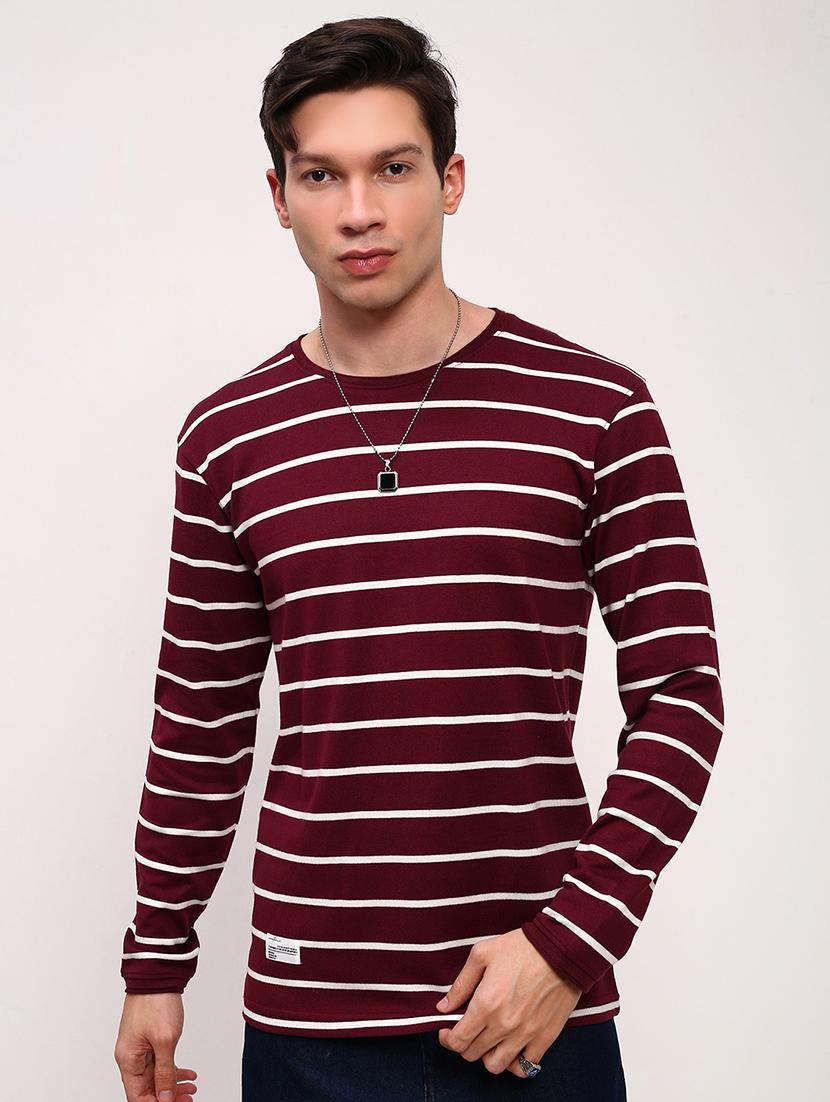 men striped long sleeve slim fit t-shirt