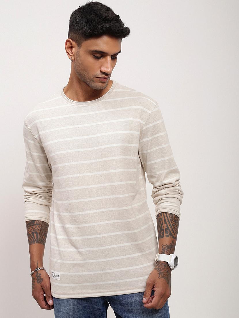 men striped long sleeve slim fit t-shirt - 21696243 -  Zoom Image - 0