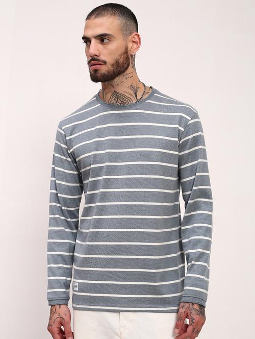 men striped long sleeve slim fit t-shirt - 21696244 - Standard Image - 0