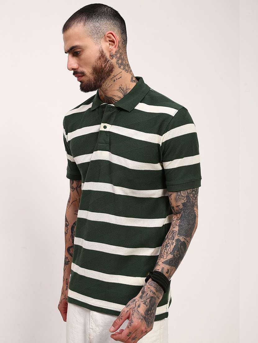 men striped short sleeve polo t-shirt - 21696246 - Standard Image - 2