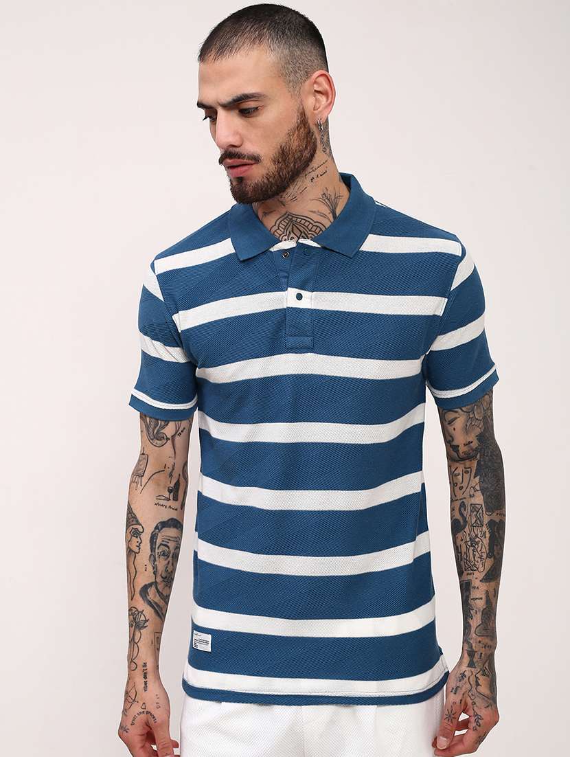 men striped short sleeve polo t-shirt - 21696247 -  Zoom Image - 0