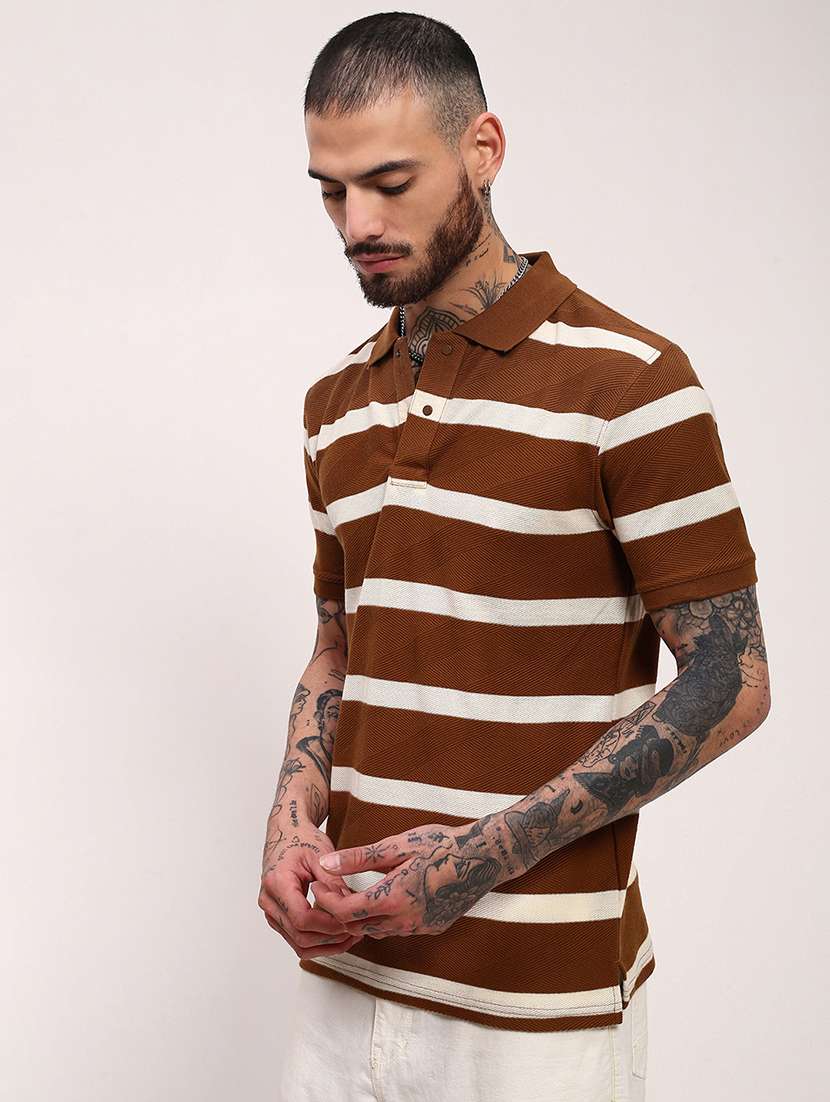 men striped short sleeve polo t-shirt - 21696249 -  Standard Image - 2