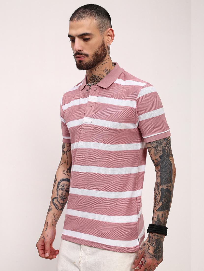 men striped short sleeve polo t-shirt - 21696250 - Standard Image - 2