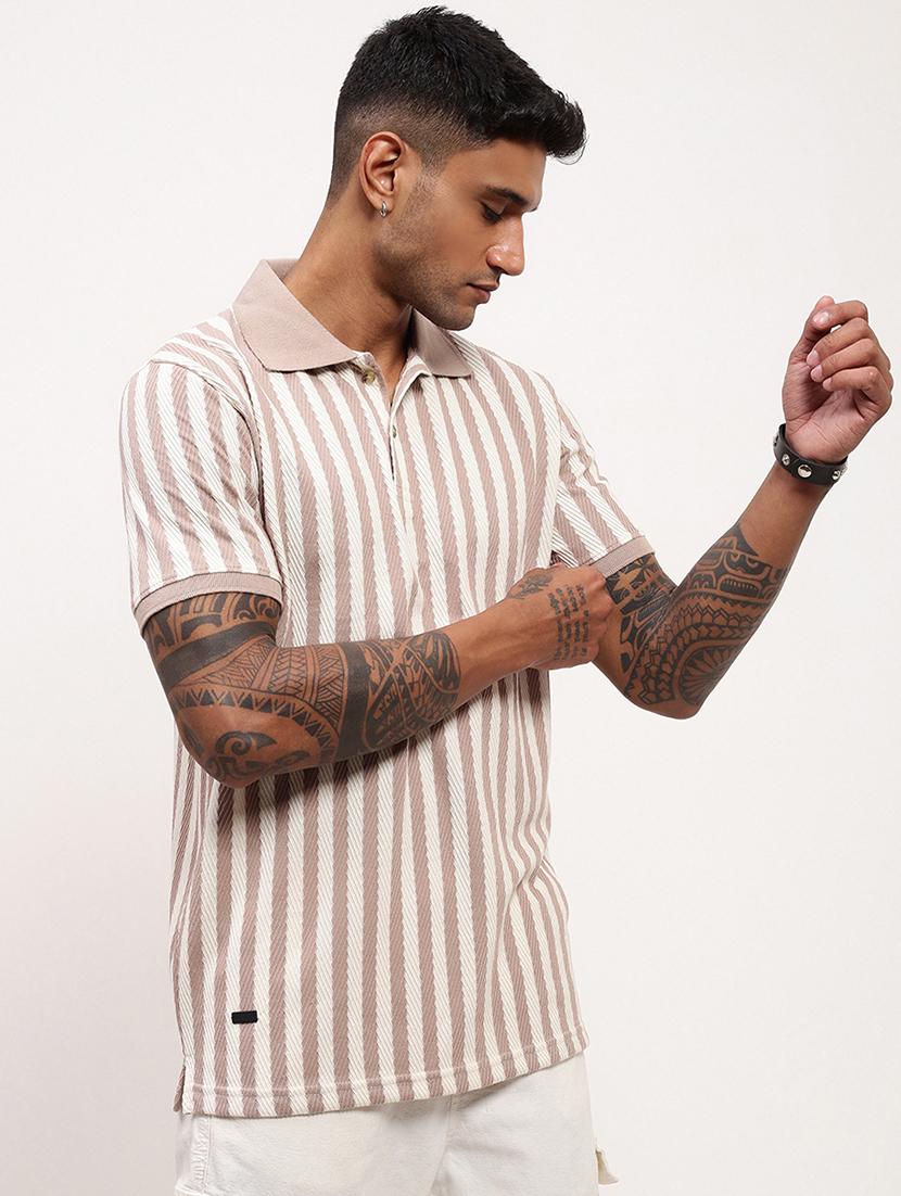 men striped short sleeve polo t-shirt - 21696254 - Standard Image - 2