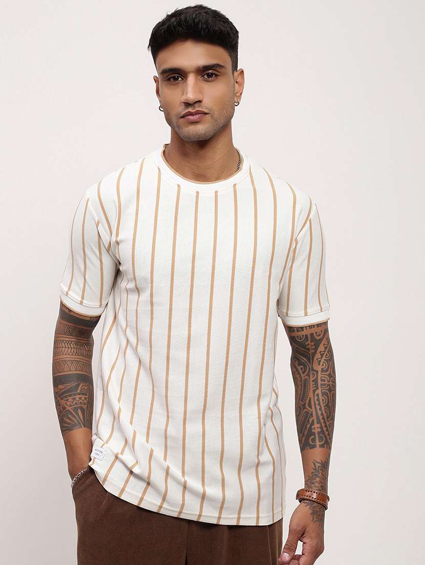 men striped short sleeve slim fit t-shirt