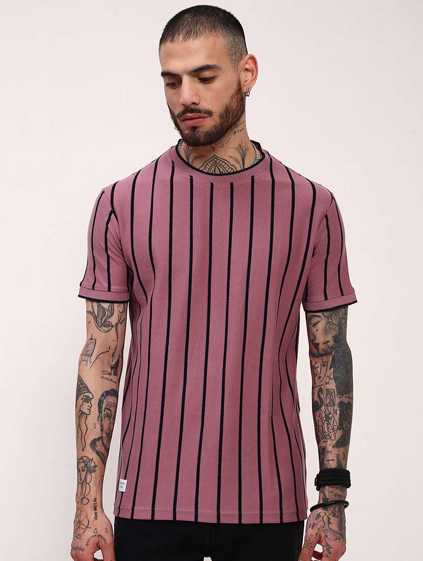 men striped short sleeve slim fit t-shirt - 21696258 - Zoom Image - 0