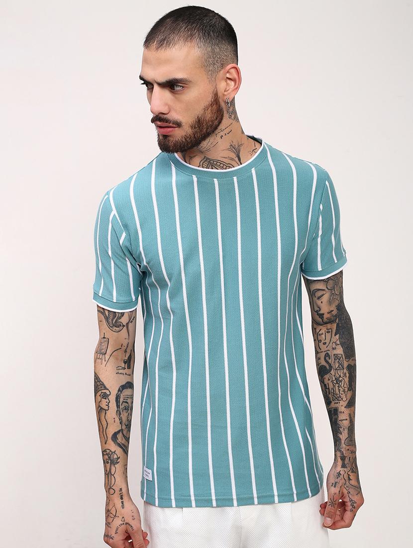 men striped short sleeve slim fit t-shirt - 21696259 - Zoom Image - 0