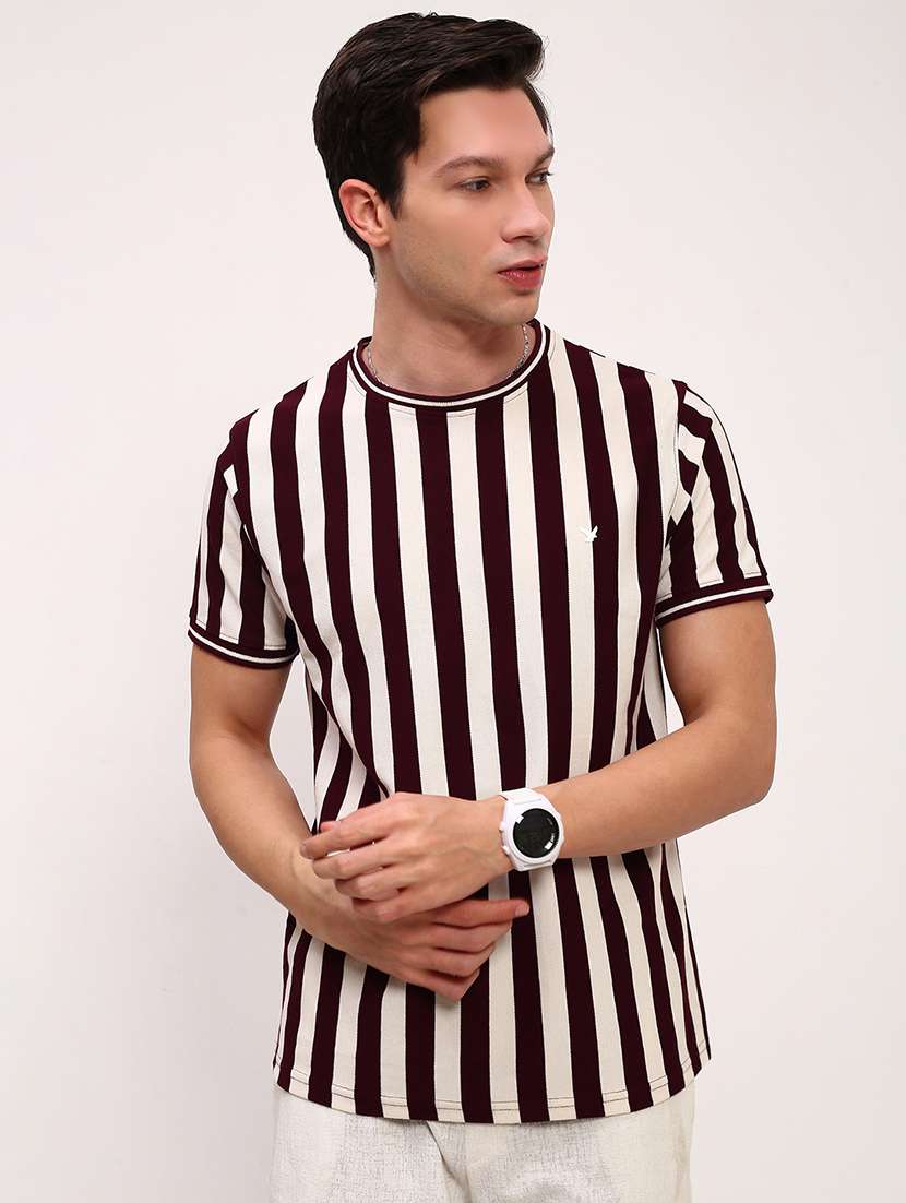 men striped short sleeve slim fit t-shirt
