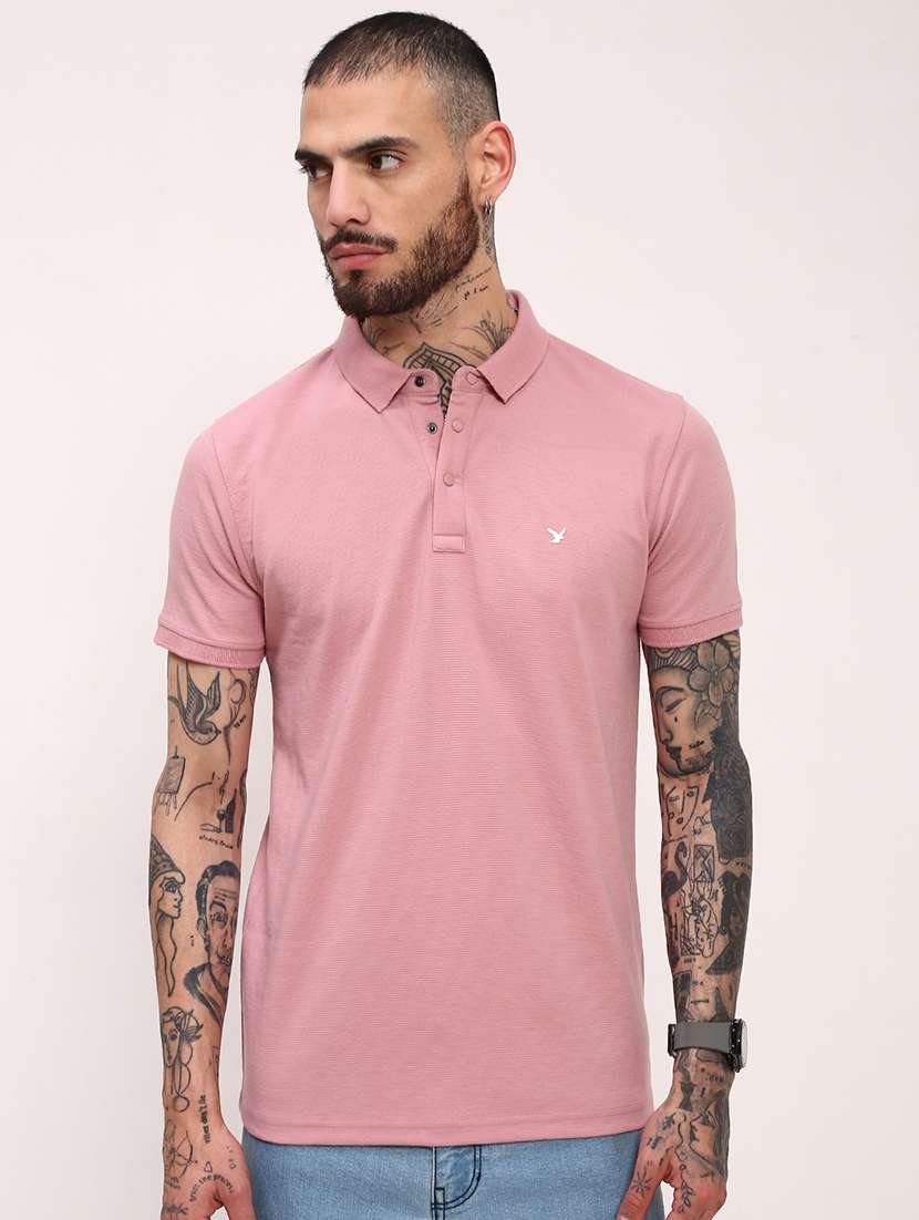 men solid short sleeve polo t-shirt