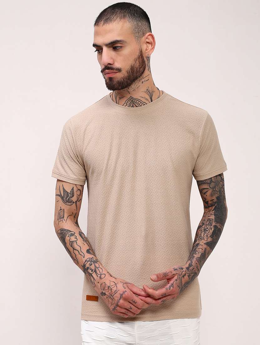 men solid short sleeve slim fit t-shirt - 21696274 - Zoom Image - 0