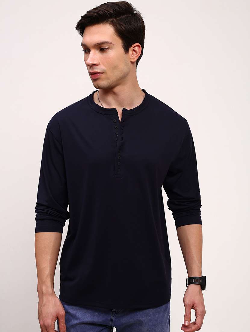 men solid long sleeve regular fit t-shirt