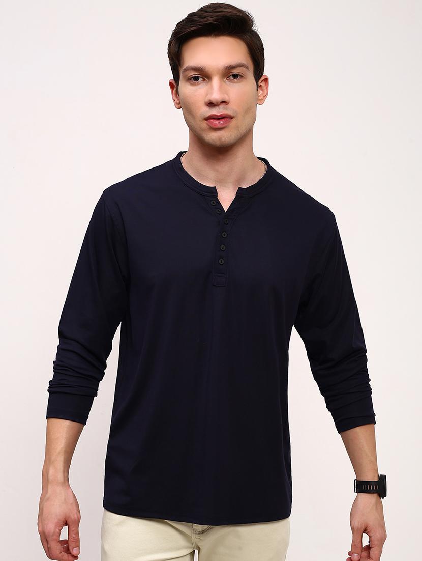 men solid long sleeve regular fit t-shirt