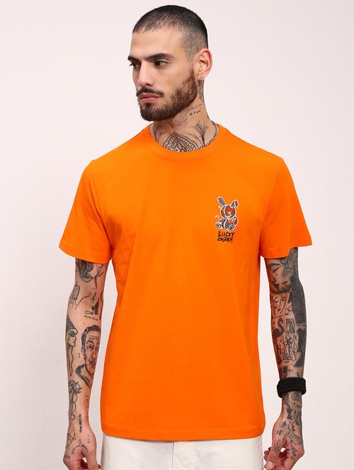 men placement print round neck t-shirt - 21696297 - Standard Image - 0