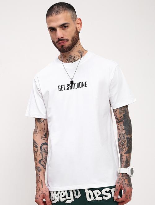 men chest print round neck slim fit t-shirt - 21696299 - Standard Image - 0