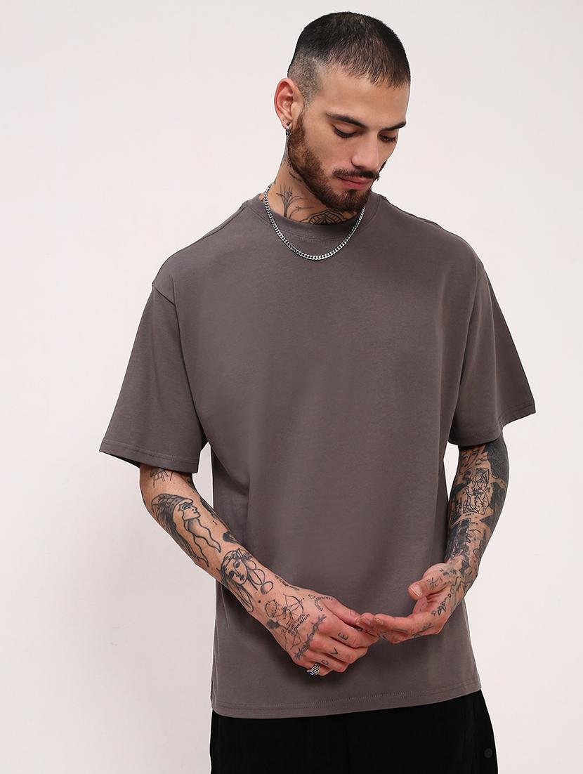 men solid short sleeve oversized t-shirt - 21696304 -  Zoom Image - 0