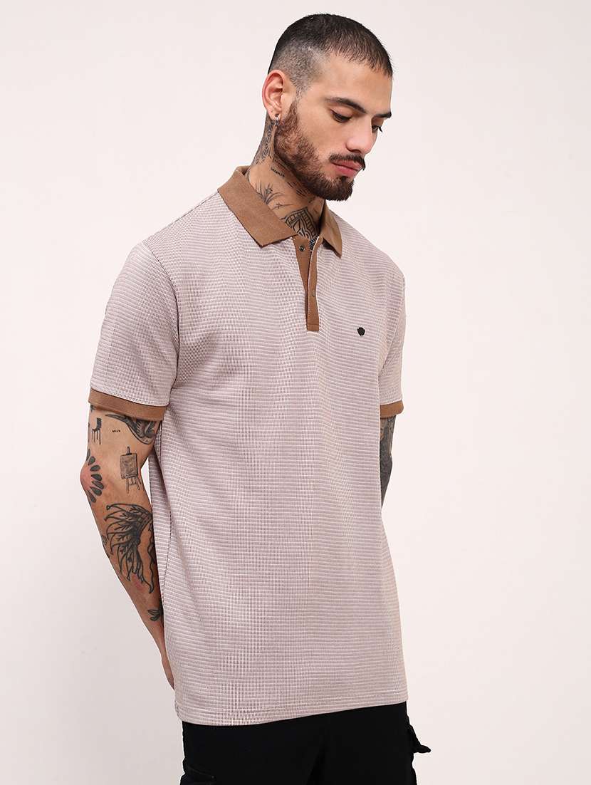 men self design short sleeve polo t-shirt - 21696305 -  Standard Image - 2