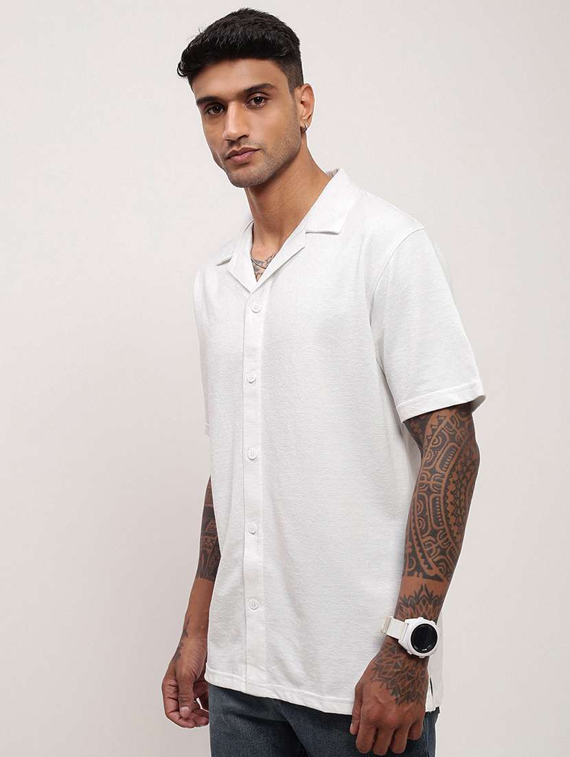 men solid short sleeves casual shirt - 21696331 -  Standard Image - 2