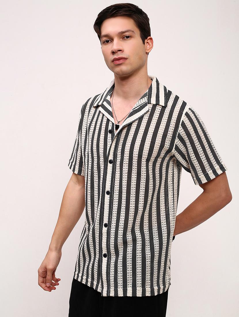men striped short sleeves casual shirt - 21696335 - Standard Image - 2