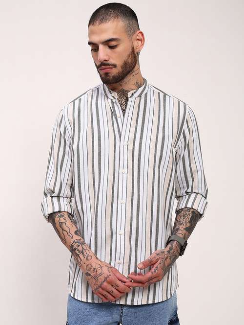 men striped long sleeves casual shirt - 21696339 - Standard Image - 0