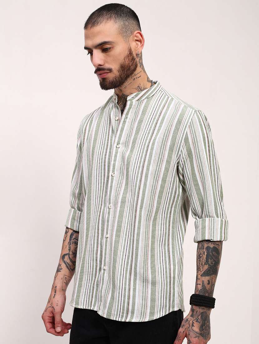 men striped long sleeves casual shirt - 21696340 - Standard Image - 2