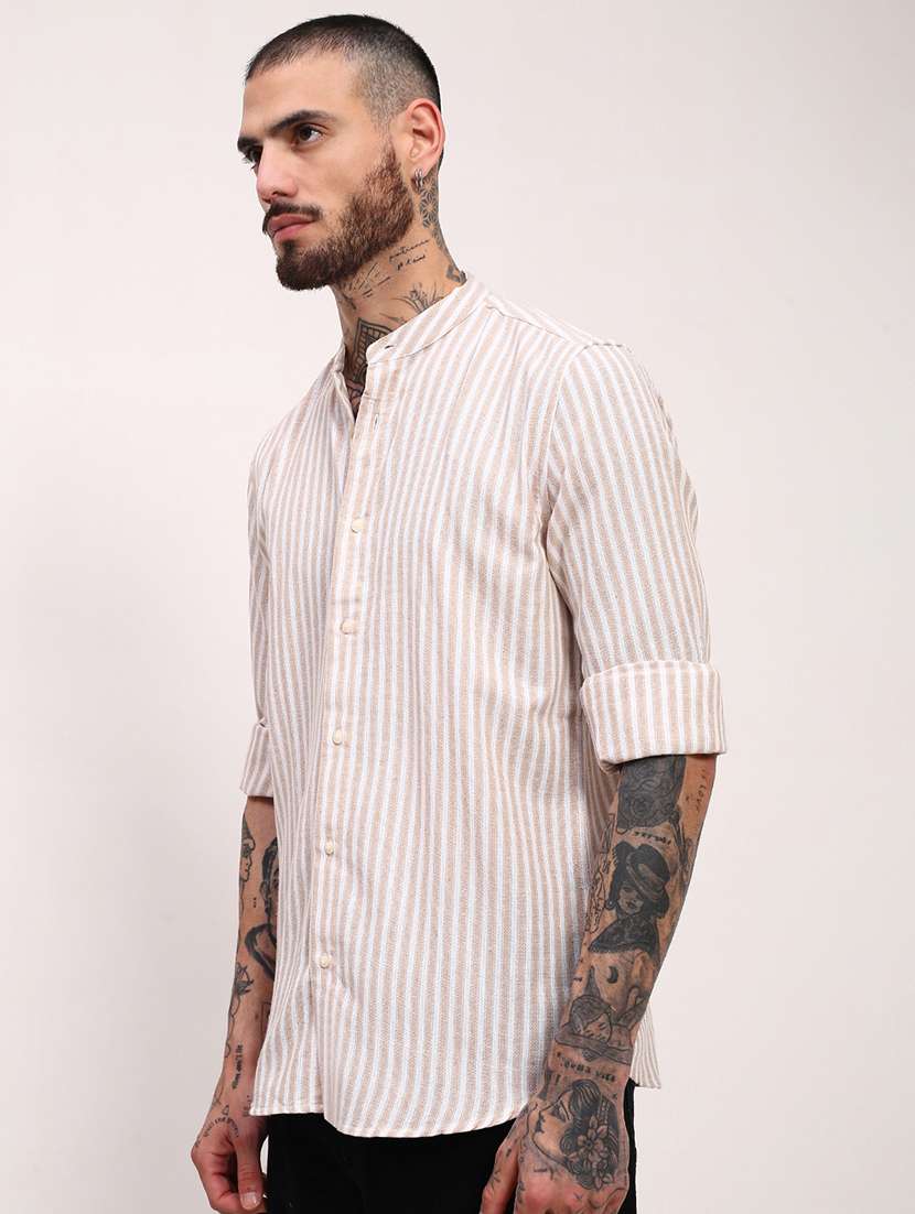 men striped long sleeves casual shirt - 21696342 -  Standard Image - 2