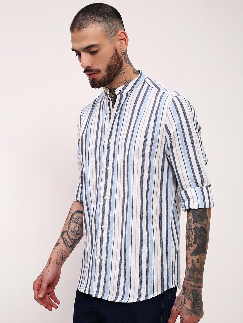 men striped long sleeves casual shirt - 21696343 - Standard Image - 2