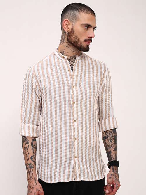 men striped long sleeves casual shirt - 21696344 - Standard Image - 0