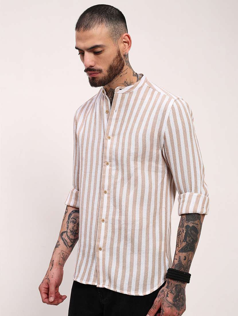 men striped long sleeves casual shirt - 21696344 - Standard Image - 2