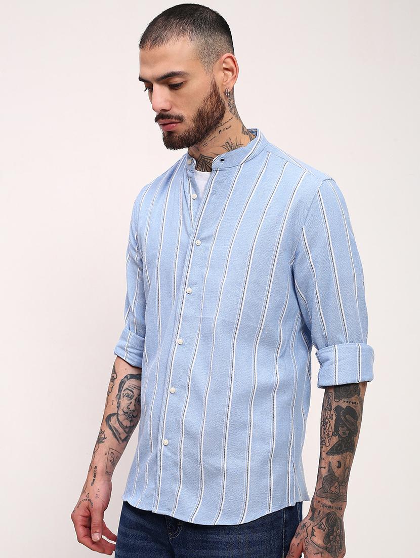 men striped long sleeves casual shirt - 21696345 - Standard Image - 2