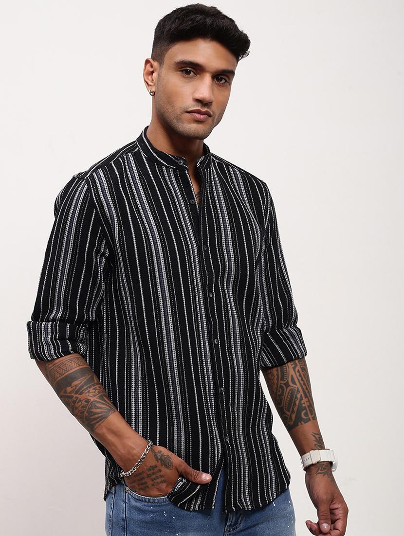men striped long sleeves casual shirt - 21696352 - Standard Image - 2