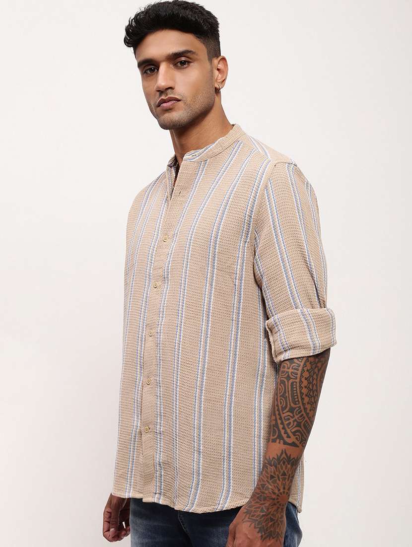 men striped long sleeves casual shirt - 21696355 -  Standard Image - 2
